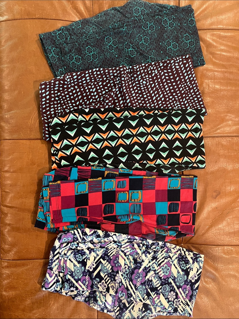 5 Pairs of Women’s Mixed Print Leggings - Multicolor